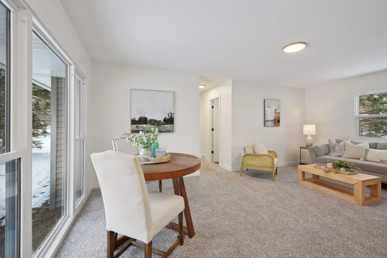 Open living and dining space after the rebuild