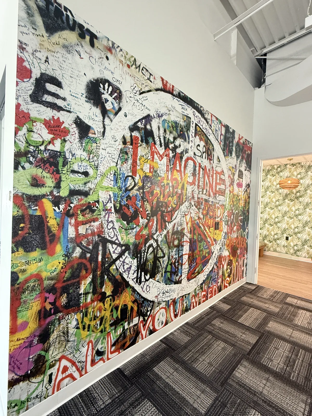 Creative space with full-wall mural